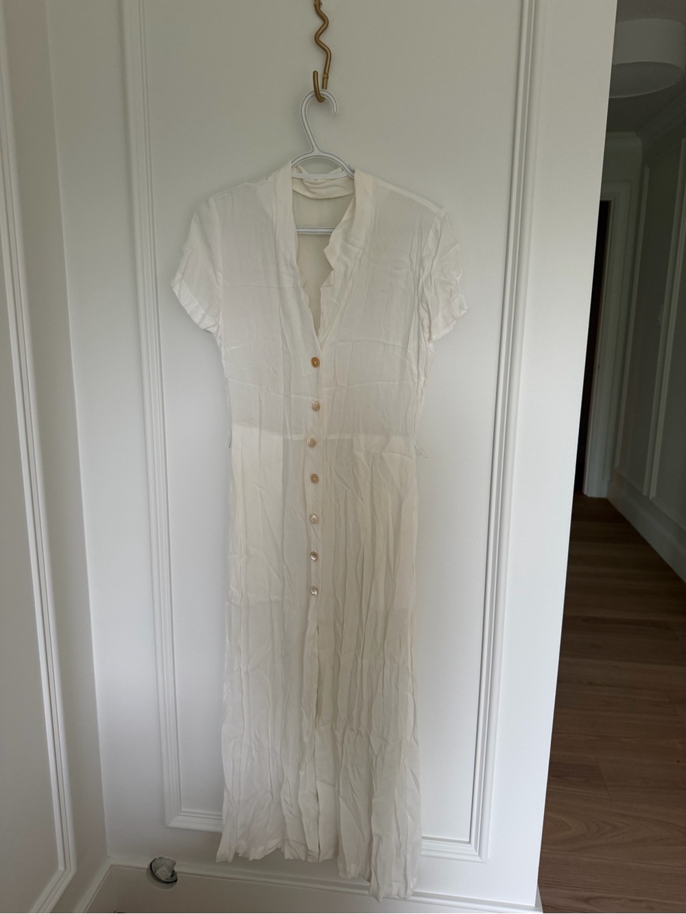 Wilfred Cream Button-Front Short Sleeve Maxi Dress